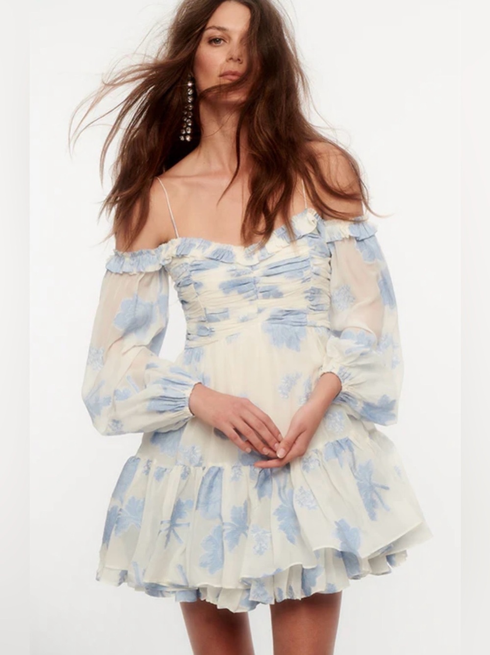 LoveShackFancy Zennia Off Shoulder Mini Dress